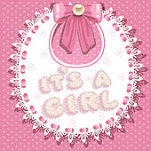 It S A Girl Baby Shower On Pink Bib   Royalty Free Clip Art