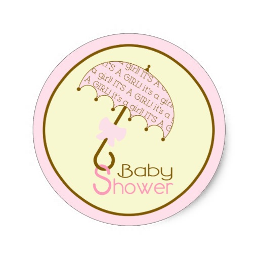 Pink Baby Shower Umbrella Sticker