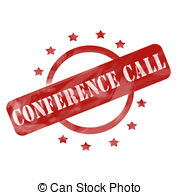 Red Weathered Conference Call Stamp Circle And Stars Design Clipart
