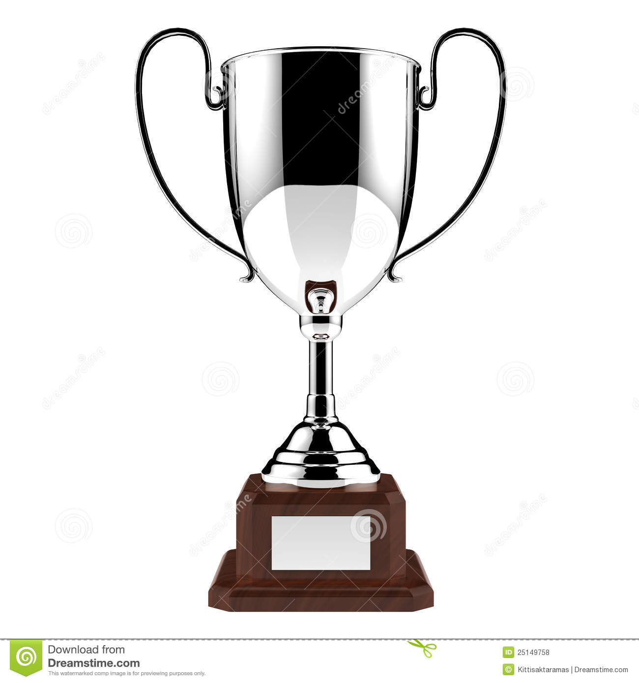 Silver Award Trophy Isolated On White Background With Clipping Path