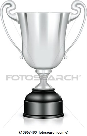 Silver Trophy Vector View Large Clip Art Graphic