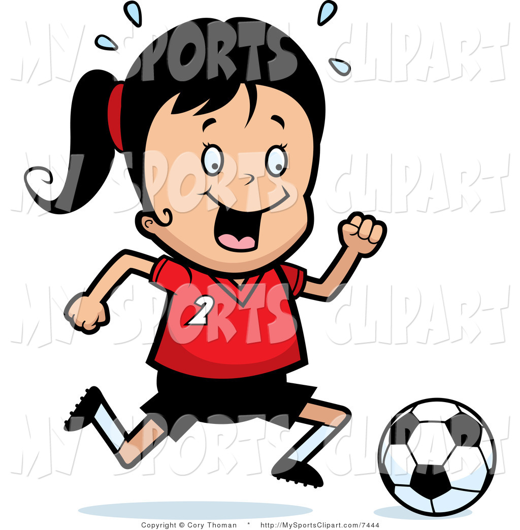 Sports Clip Art Of A Soccer Girl Running After A Soccer Ball By Cory