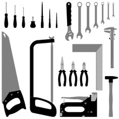 Tools By  Keistutis Drawn By Hand Hammer Angle Wrench Screwdriver