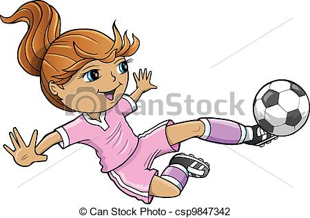 Vector Illustration Of Sports Summer Soccer Girl Vector Illustration