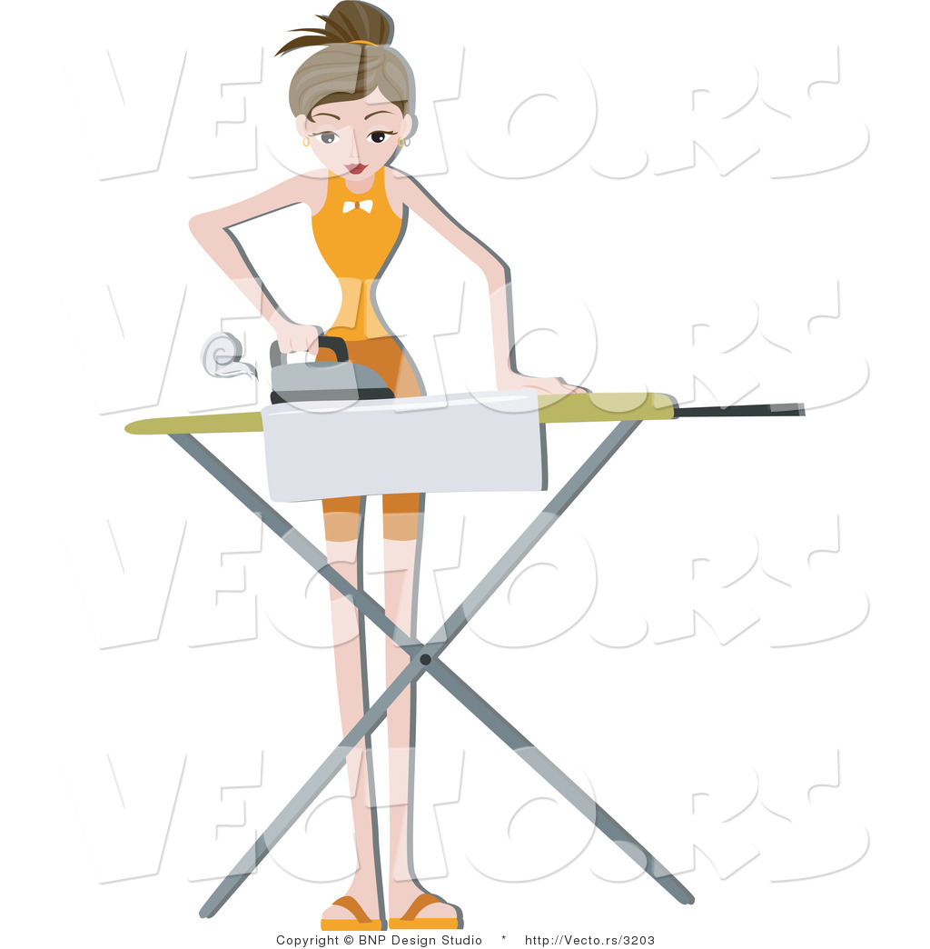 Vector Of Girl Ironing Clean Clothes By Bnp Design Studio    3203