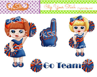 16 16 Cheerleader Blue Orange Cheer Go Team Foam Finger Blonde Red