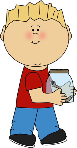 Boy Carrying A Worm In A Jar Clip Art Image