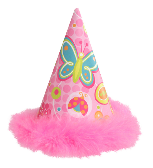Butterflies   Flower Birthday Kids Party Hats   Pink Frosting