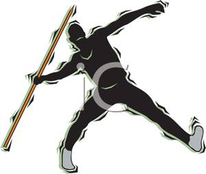 Cartoon Of A Man Throwing The Javelin   Royalty Free Clipart Picture