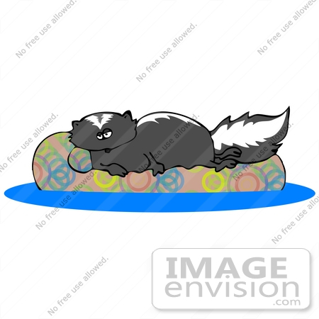 Clip Art Graphic Of A Lazy Skunk Lying On An Inner Tube In A Swimming