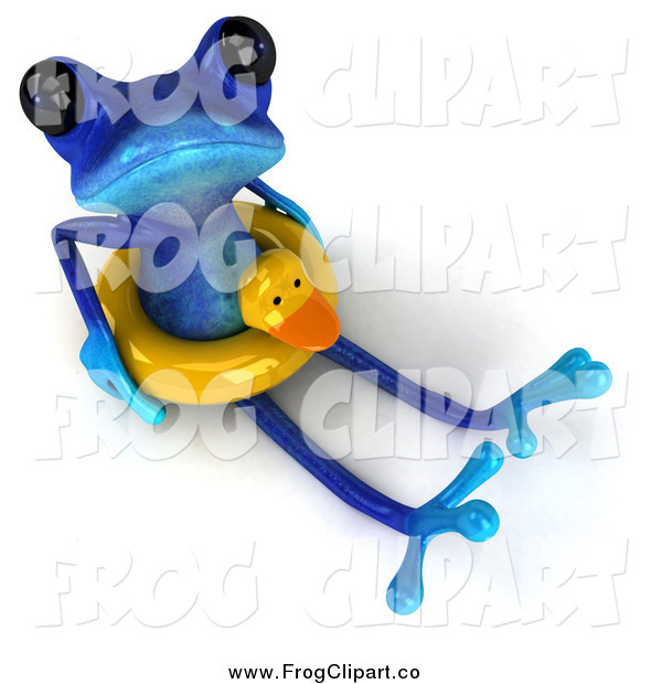 Clip Art Of A 3d Blue Frog Sitting With An Inner Tube By Julos    1100