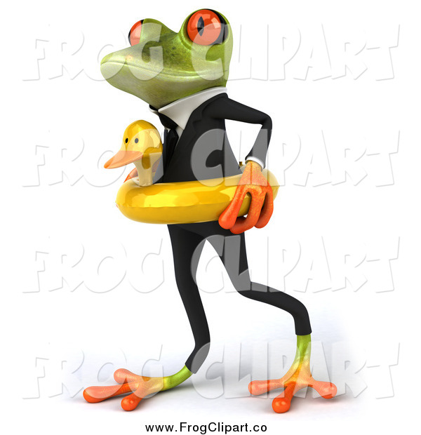 Clip Art Of A 3d Frog In A Suit And Inner Tube By Julos    1201