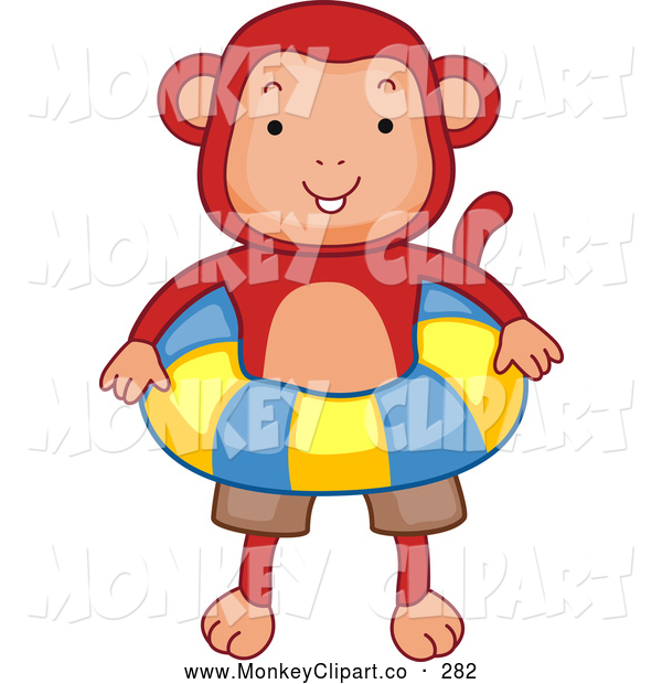 Clip Art Of A Beach Monkey With A Striped Inner Tube By Bnp Design