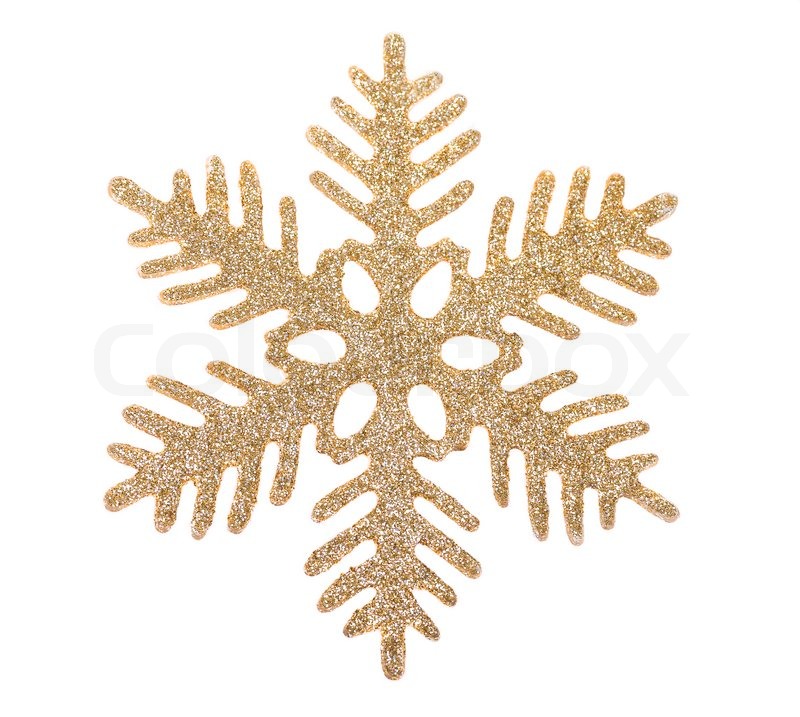 Gold Snowflake Isolated On White Background   Stock Photo   Colourbox