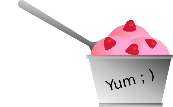 Ice Cream With Strawberries In A Dish With A Spoon Clip Art At Clker