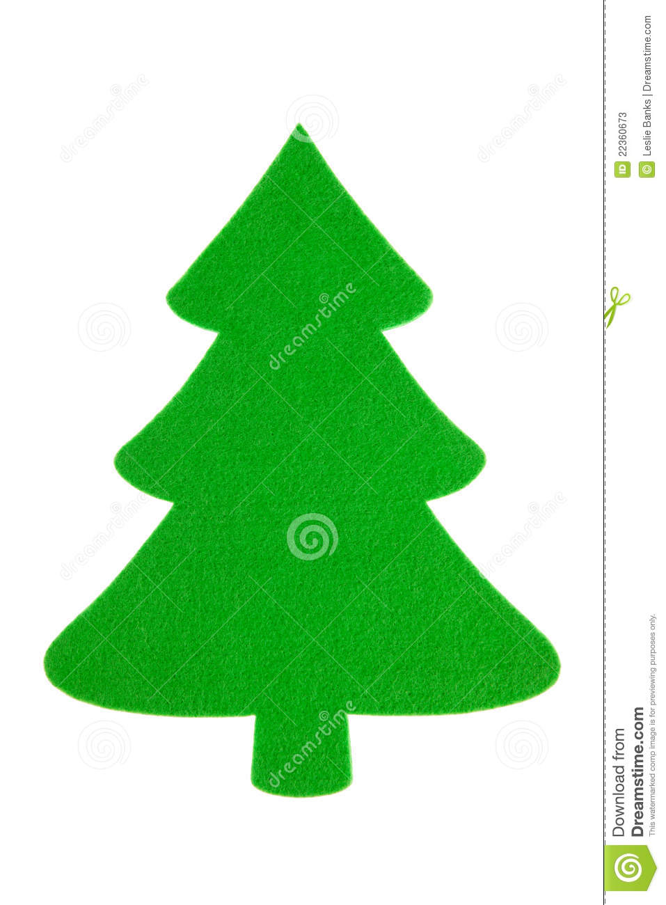 Plain Green Christmas Tree Cut Out Made Of Felt For Design Element    
