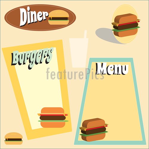 Retro Style Burger And Diner Graphics Illustration  Clip Art To
