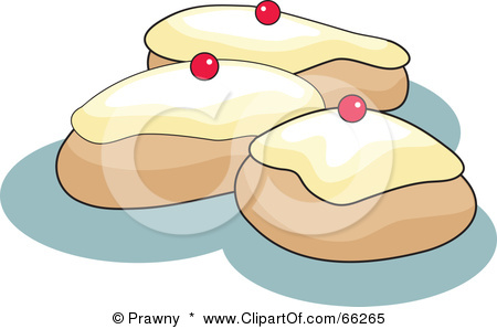 Royalty Free  Rf  Clipart Illustration Of Three Iced Buns On Blue By