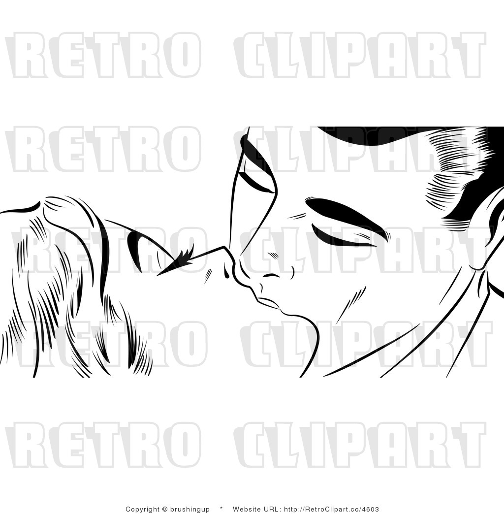 Royalty Free Vector Clipart Of A Retro Black And White Pop Art Couple