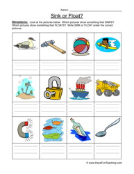 Sink Or Float Clip Art Sink Float Worksheet 1