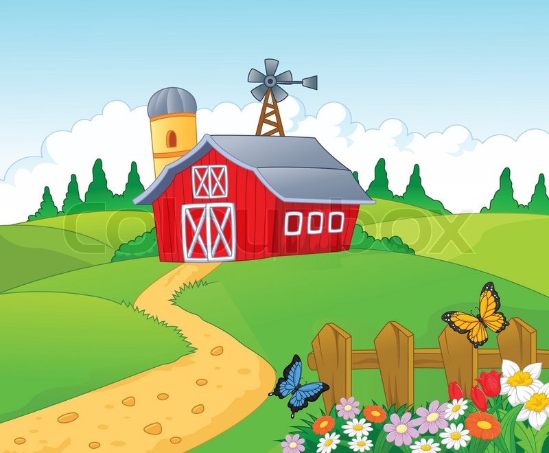 Vector Illustration Of Farm Cartoon Background   Vector   Colourbox