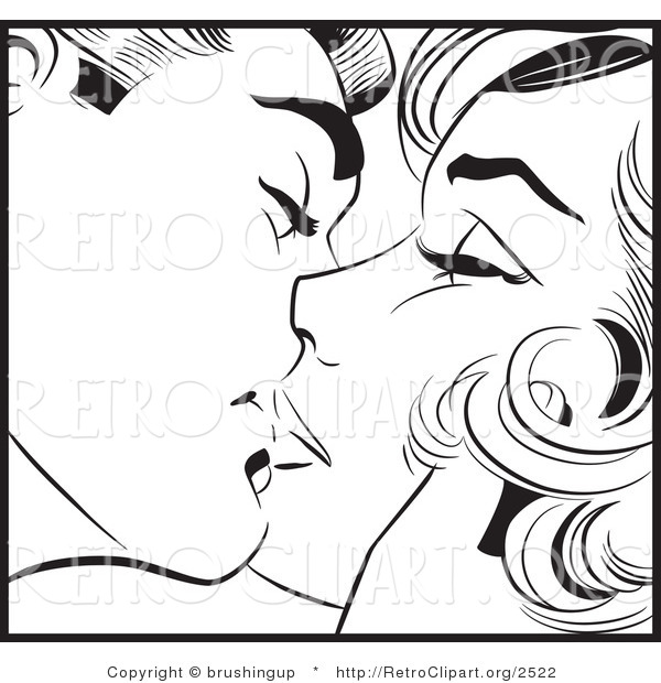 Vector Retro Clipart Of A Black And White Pop Art Man And Woman