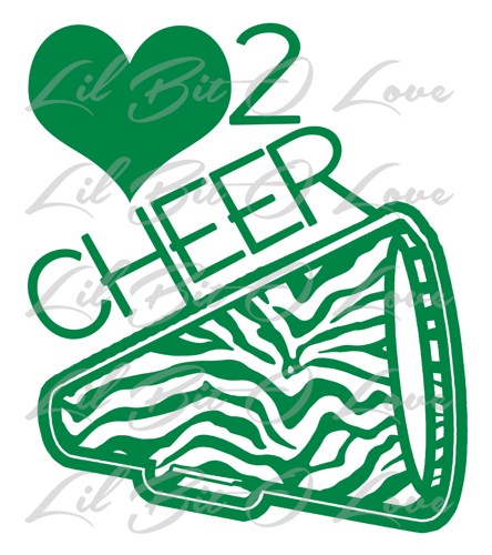 Zebra Love 2 Cheer Vinyl Decal With Megaphone Sticker Cheerleading