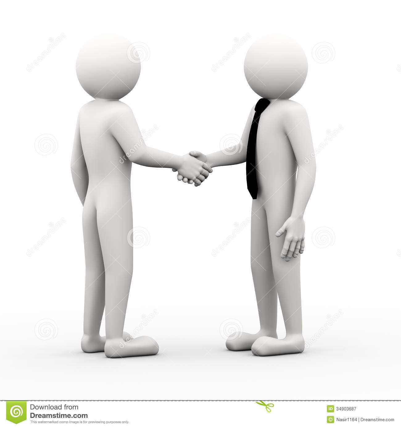 3d Rendering Of Businessman Handshake  3d White People Man Character