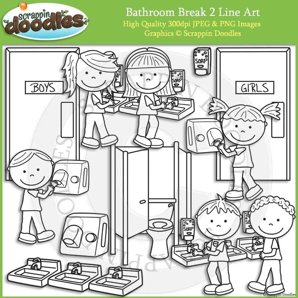 Bathroom Break 2 Line Art