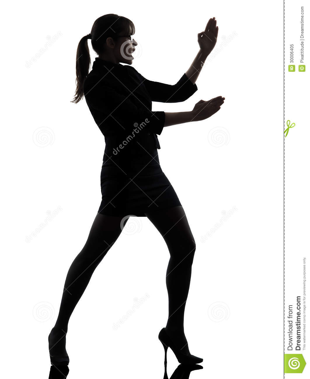 Business Woman Karate Self Defense Silhouette Royalty Free Stock Photo
