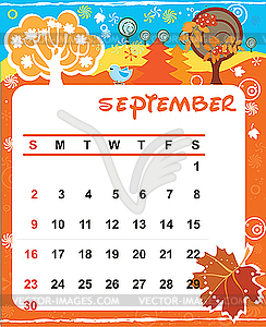 Calendar   September 2012   Vector Clipart
