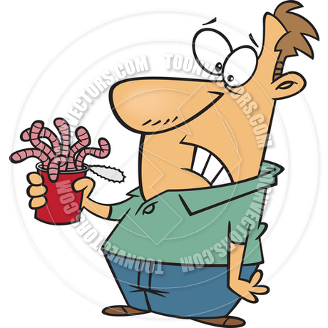 Cartoon Man Holding Can Of Worms By Ron Leishman   Toon Vectors Eps    