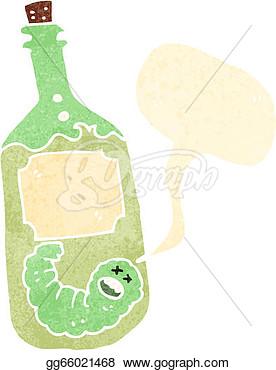 Cartoon Tequila Bottle With Talking Worm  Clipart Drawing Gg66021468
