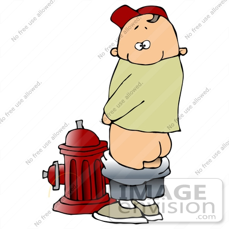 Clip Art Graphic Of A Bad Boy Peeing On A Fire Hydrant    30371 By