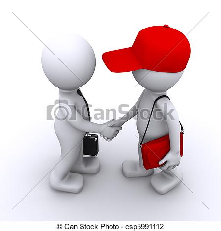 Clip Art Of 3d Businessman Shaking Hands With Customer Csp5991112