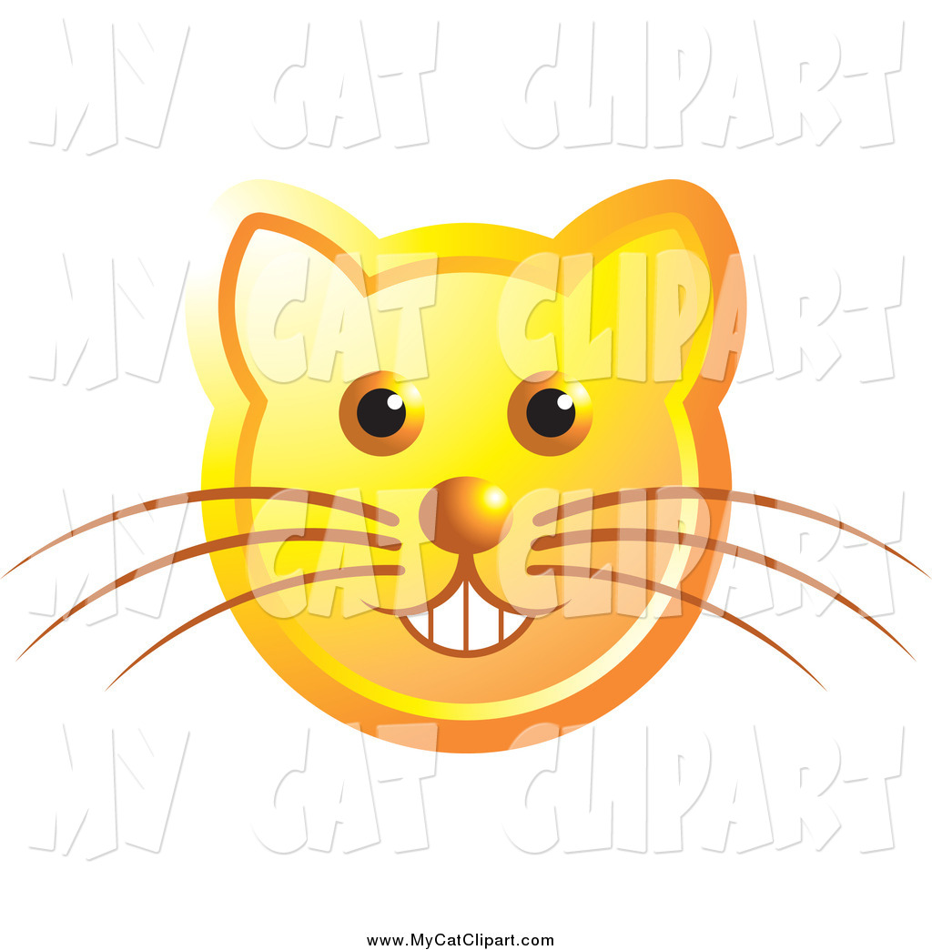 Clip Art Of A Smiling Golden Cat Face With Whiskers By Lal Perera