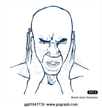 Drawing   Stressed Man  Hand Drawn Vector Isolated On White  Clipart