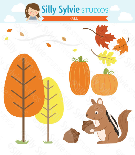 Fall Season Clip Art  Chipmunk Pumpkins By Sillysylviestudios