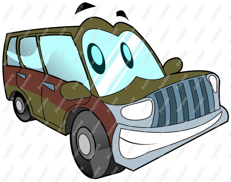 Family Car Character Clip Art   Royalty Free Clipart   Vector Cartoon    