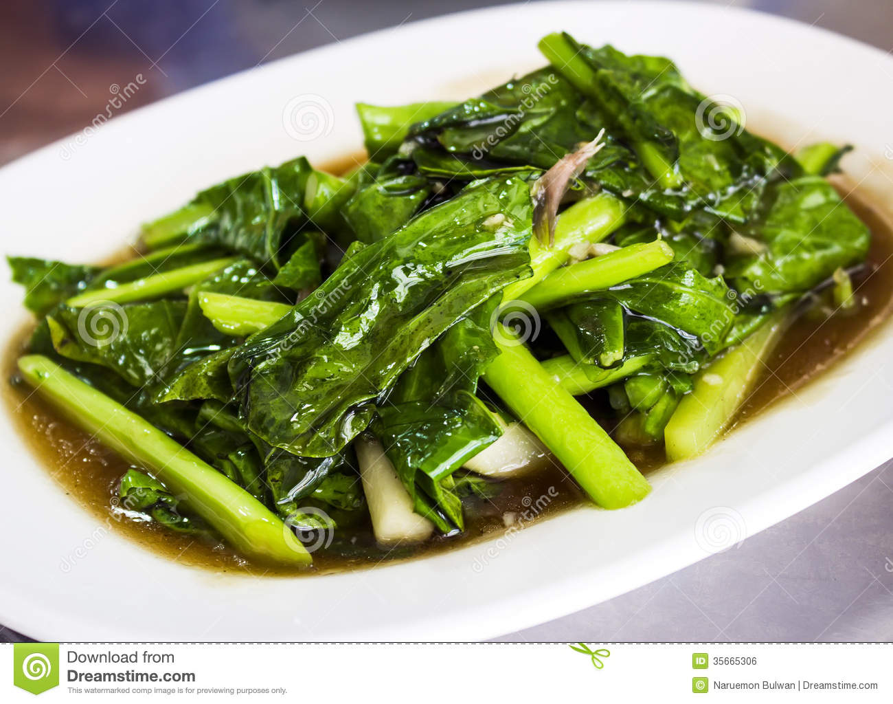 Green Kale Fried In Oyster Sauce Royalty Free Stock Image   Image