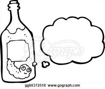 Illustration   Cartoon Tequila Bottle With Worm  Clip Art Gg66372518