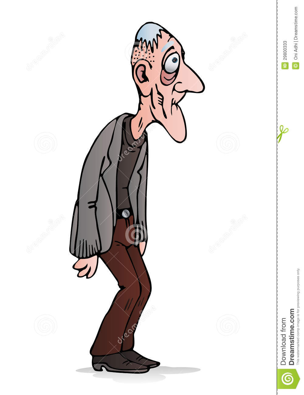Illustration Of A Sick Old Man Standing On Isolated White Background