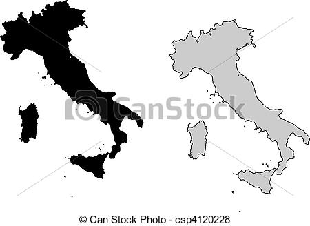 Italy Map Black And White Mercator Projection Csp4120228   Search Clip