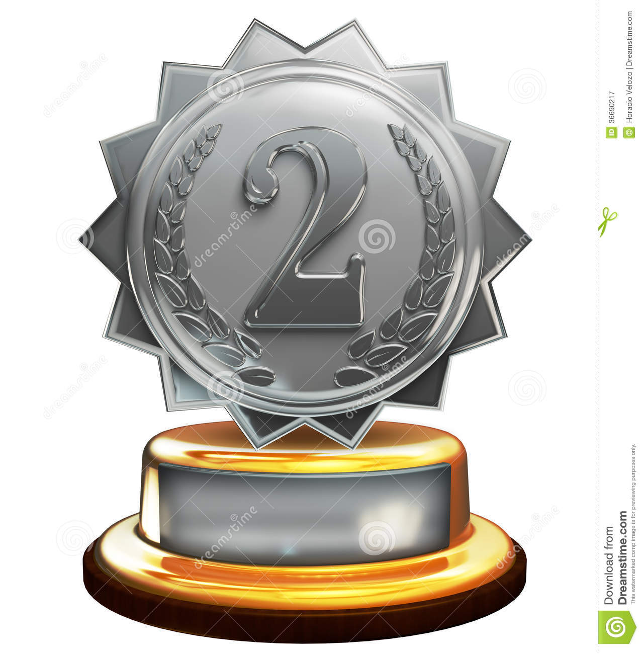 Second Place Silver Award Number Two Clipping Mask Royalty Free    