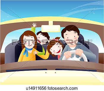 Stock Illustration   Family In Car  Fotosearch   Search Clip Art
