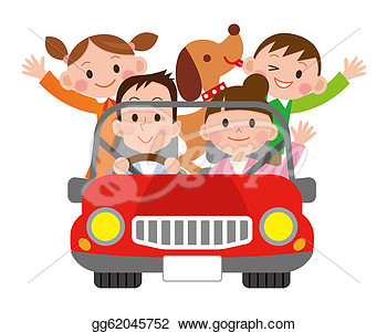 Stock Illustration   Family Travel In The Car  Clipart Gg62045752