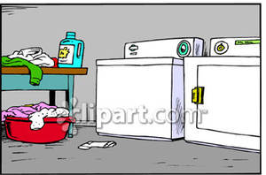 Washer And Dryer In A Laundry Room   Royalty Free Clipart Picture