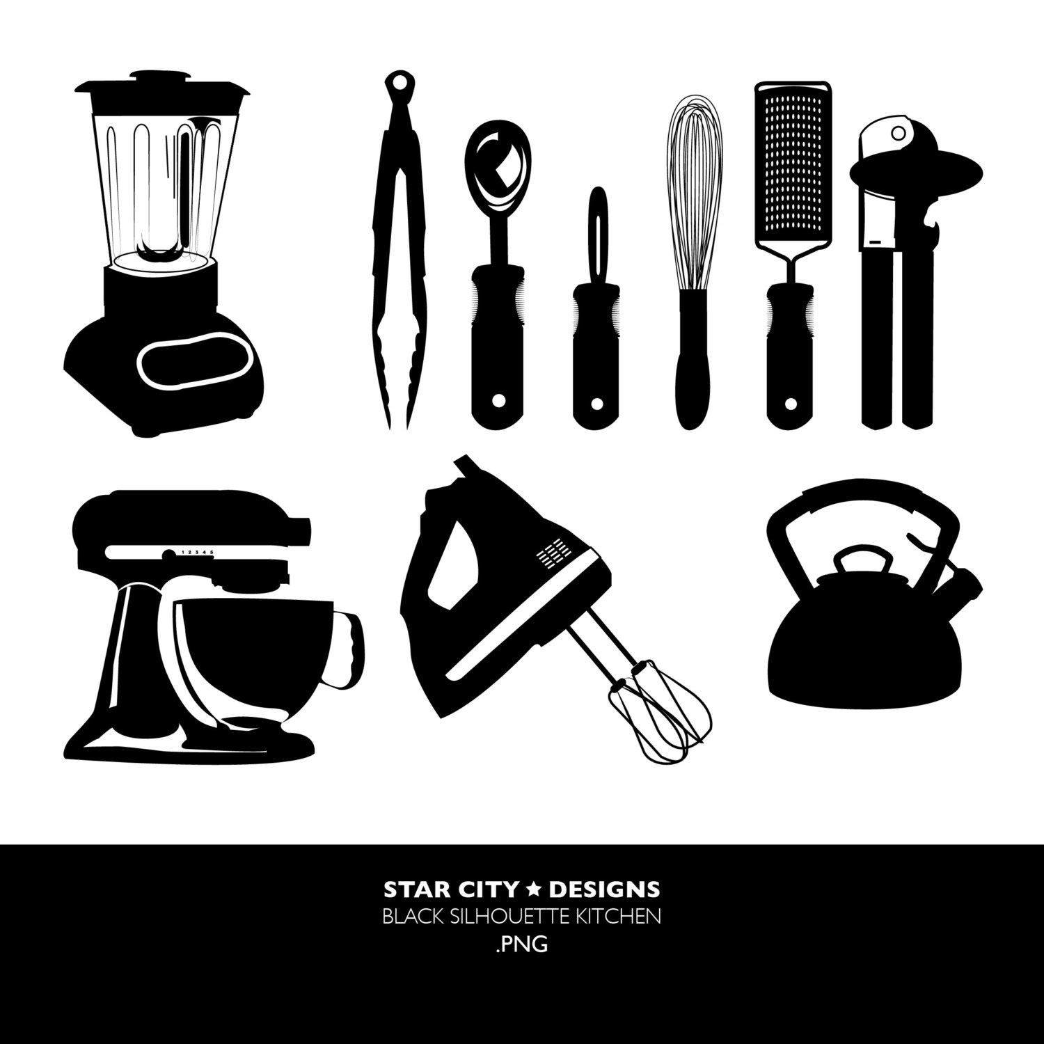 Black Kitchen Clip Art Clipart Vector Art By Starcitydesigns