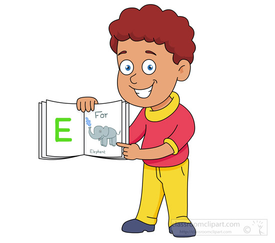 Book Clipart   Boy With English Letter Book   Classroom Clipart