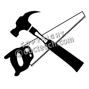 Clip Art  Tools  Hammer And Saw B W   Preview 1